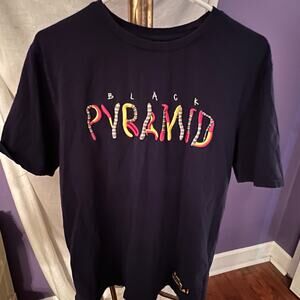 Black Pyramid Navy Short Sleeve Embroidered Shirt Size Medium